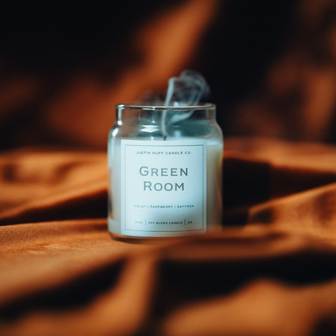 Justin Ruff Green Room Candle – Music-Inspired Violet, Rose & Saffron – Justin Ruff